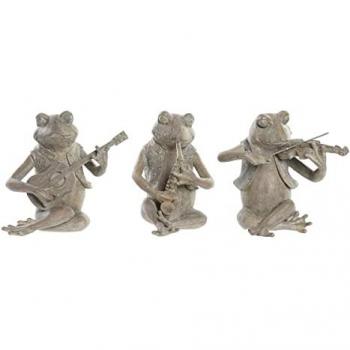 Figura Decorativa DKD Home Decor Músico 23 x 19,5 x 22,5 cm Marrón Rana (3 Unidades)