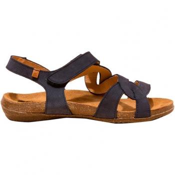 sta - Sandalias planas de mujer en piel azul