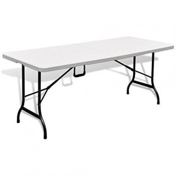 vidaXL White Folding Garden Table 70.9x29.5x29.1 HDPE