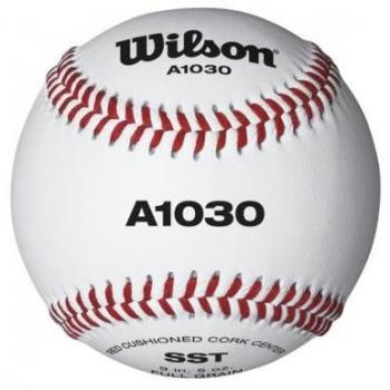 Wilson WTA1030B Pelota de béisbol A1030 Cuero con Costuras Rojas, para jóvenes y Adultos, Blanco, NS