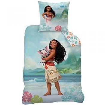CTI 043943 Vaiana Aloha funda nórdica de 140 x 200 cm y funda de almohada de 63 x 63 cm), algodón, color verde