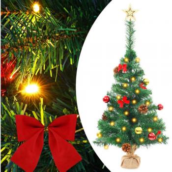 vidaXL Artificial Pre-lit Christmas Tree with Baubles Green 64 cm
