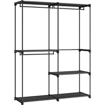 Armario de Ropa Versátil 43x138x182 cm con 3 Secciones de Colgado y Compartimentos, Alta Capacidad, Ideal para Dormitorio, Salón y Lavandería, Disponible en Negro o Topo