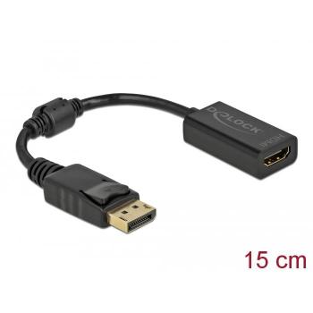 DeLOCK 61011 adaptador de cable de vídeo DisplayPort a HDMI de 0,15 m en color Negro