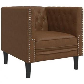 Sillón Chesterfield de piel de ante sintético marrón vidaXL, sofá individual, sillones confortables