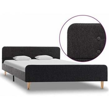 Cama Estructura Gris Oscuro de Lino 160x200 cm