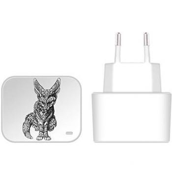 Official Bioworkz Fennec Fox Wildlife 2 White EU Charger & Micro-USB Cable for Huawei Stream S 302HW