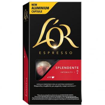 L'Or Espresso Café Splendente Intensidad 7 Caja de 10 Cápsulas de Aluminio Compatibles con Máquinas Nespresso