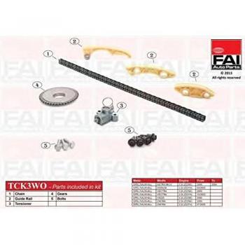 Kit de cadena de distribución FAI AutoParts TCK3WO - Incluye cadena de distribución, tensores, guías y es compatible con varios modelos de vehículos