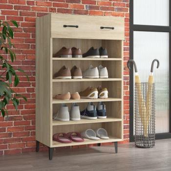 Zapatero de Madera con 1 Cajón y 5 Compartimentos en Roble Claro