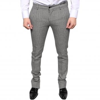 Gray Tartan Wool Slim-Fit Skinny Pants - Size M