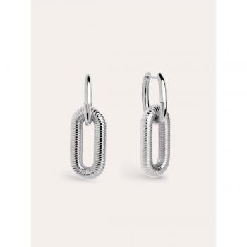 Pendientes Twisted Link de acero con encanto plateado - Singularu