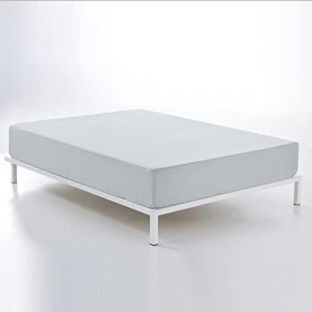 Sábana Bajera Ajustable de Algodón 100% Gris Ártico para Cama de 180 cm - Ideal para Colchones de hasta 30 cm de Alto - 144 Hilos con Elásticos para Mejor Sujec