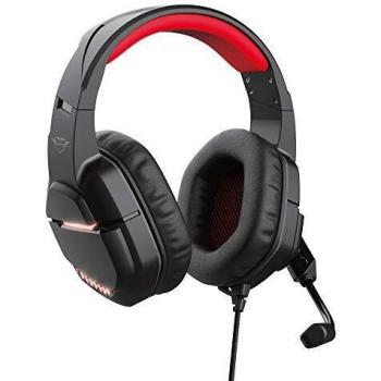 Trust Gaming Cascos Gaming con iluminación para PC GXT 448 Nixxo - Auriculares Gamer con Micrófono Flexible, Laterales iluminados por LED, 3.5 mm, Cable Trenzado de 2.3 m - Negro