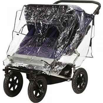 Playshoes Universal Double Stroller Rain Cover with Velcro and Elastic, Transparent, One Size