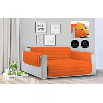 Trendy Funda acochada de Doble Cara para sofà Impermeable, Naranja/Amarillo, 2 plazas