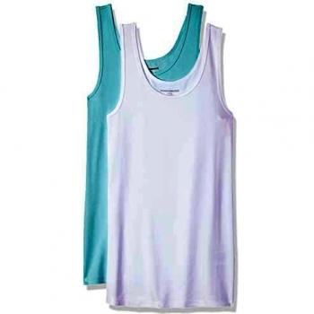Amazon Essentials Camiseta ajustada sin mangas Mujer, Pack de 2, Azul Agua/Blanco, XS