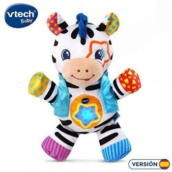 VTech - La Cebra cantarina, Peluche bebé Cuna Que estimula los sentidos del bebé a través de Diferentes Texturas, enseña Colores, Sentimientos, primeras Palabras y fomenta la motricidad Fina