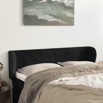 Cabecero de terciopelo negro 147x23x78/88 cm vidaXL - Negro