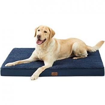 Bedsure Cama Perro Ortopética Extra Grande - Colchón Perro Lavable y Desenfundable, Cojín Perro Viscoelástica con Espuma de Caja de Huevos, Azul Oscuro, XL, 112x81x7.6 cm