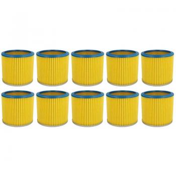 10x Filtro Plisado Amarillo Compatible con Aspiradora Aqua Vac Aqua Steel 40 - Cartucho Filtrante Vhbw
