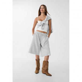 Frayed Plush Bermuda Shorts - Grey Melange L