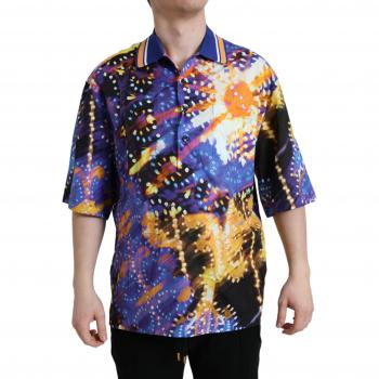 Dolce & Gabbana Multicolor Luminarie Print Cotton Casual Shirt - IT45 | 3XL