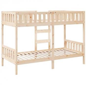 Litera 75x190 cm en madera maciza de pino, estructura de litera baja, somier de litera infantil