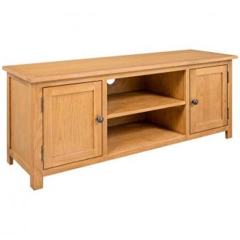 Mueble para el televisor madera maciza de roble 110x35x44 cm Marrón