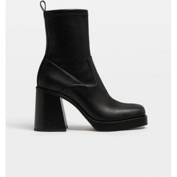 Stradivarius High-heel platform ankle boots in BLACK