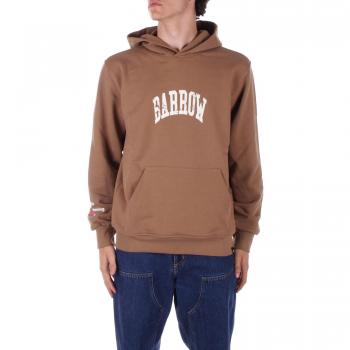 Unisex Brown Hoodie with Front Logo Pocket - BARROW Tabacco