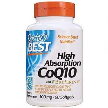 Doctor's Best High Absorption CoQ10 with BioPerine, 100mg, 60 Softgels