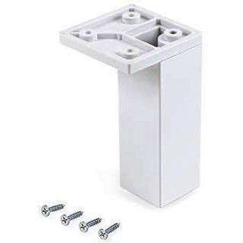 Emuca - Patas para mueble, Pies de plástico para muebles color cromado, Lote de pies con tornillos de montaje, varios modelos