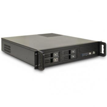 Rack de almacenamiento Inter-Tech IPC 2U-2504, 48.3 cm, 2HE, Micro ATX, soporte negro, con 4 marcos extraíbles y 2 ventiladores de 60 mm