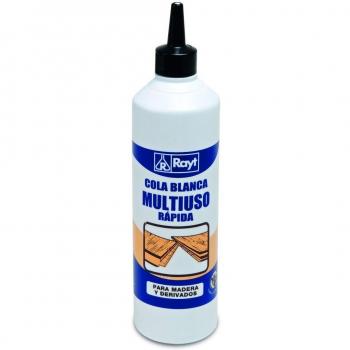 Rayt 036-81 Botellín de cola blanca multiuso rápida para madera, papel, cartón, cerámica y todo tipo de materiales porosos, 750gr