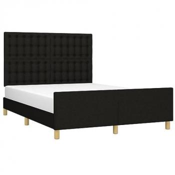 Estructura de cama con cabecero tapizado en tela negra 140x190 cm