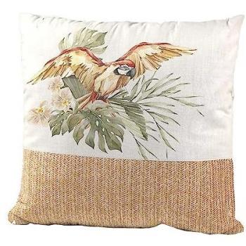Cojín Nature Craft Loro 45 x 10 x 45 cm, cojín de exterior, diseño de loro, tela beige, relleno incluido