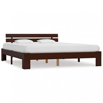 vidaXL Madera Maciza Pino Estructura Cama Mobiliario Casa Clásica Práctica Cómoda Moderna Robusta y Duradera Sin Colchón Marrón Oscura 160x200cm