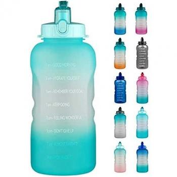 Reeho 3.8 L Botella Agua Deporte, Botella Plastica Tritan Reutilizable 1 Galón, Botella Agua Gimnasio con Marcador de Tiempo para Athletic, sin BPA