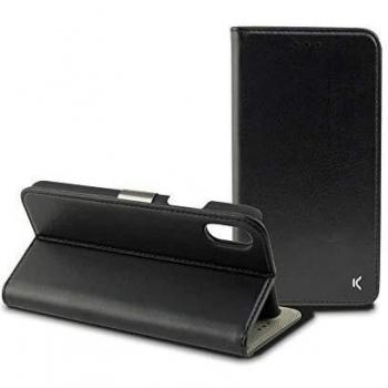 KSIX smart your tech Funda con Tapa para iPhone X, iPhone XS, Semirrígida, Standing, Negro