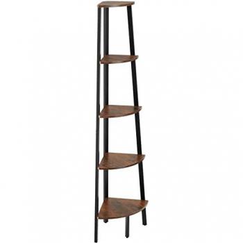 Estantería Portland 34 x 34 x 158,5 cm - estantería en esquina con cinco estantes, tableros de aglomerado efecto madera con recubrimiento protector de melamina, sólida estructura de acero con revest