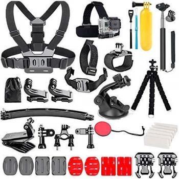YHTSPORT Kit de accesorios de cámara de acción para GoPro Hero 9 8 Max 7 6 5 4 Negro GoPro 2018 Sesión Fusion Plata Blanco Insta360 DJI SJCAM APEMAN AKASO y otras cámaras