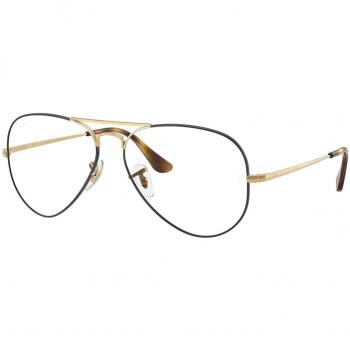 Ray-Ban RX6489 Aviator Eyeglasses, Color 3177, Unisex, Tortoiseshell Frame, Size 55, Blue Light Block Available
