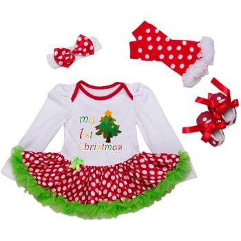 Anguang Bebé Navidad Árbol Santa Mono Chicas Largo Manga Tutú Equipar Bebé Vestir Ropa Conjunto Estilo 1 L