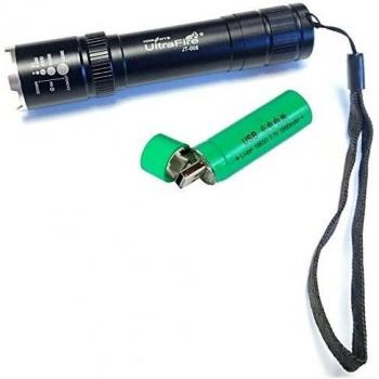 UltraFire CREE linterna - Super brillante, zoom, luz estroboscópica, diseño compacto - incluido 18650 recargable