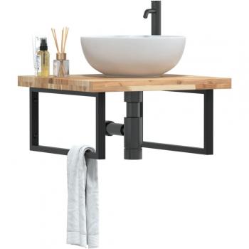 Estante de lavabo de pared acero y madera maciza de acacia Vidaxl Marrón