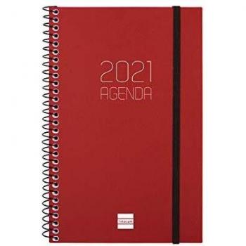 Finocam - Agenda 2021 Semana vista apaisada Espiral Opaque Burdeos Español - 125 x 181 mm