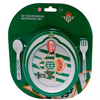 Productos Oficiales - Set plato microondas con cuchara y tenedor real betis