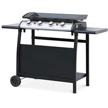 Plancha de gas 4 quemadores inox 10kW con carro Porthos