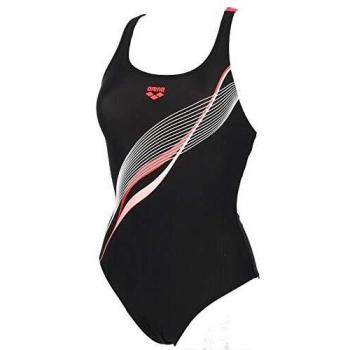 ARENA Bañador 1P Glow Floral Challenge Back Traje De Baño, Mujer, Black/Fluo Red, 40